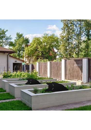 Vkemall Siyah Akrilik Kedi Figürü Bahçe Bahçe Dış Mekan Dekorasyonu