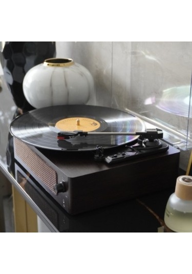 Fomix Fm-108 Koyu Kahverengi Hoparlörlü Bluetoothlu Pikap Plak Çalar Kahverengi