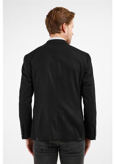 İmza Siyah Kırlangıç Yaka Düz Slim Fit 6 Drop Ceket 1002255159 Siyah