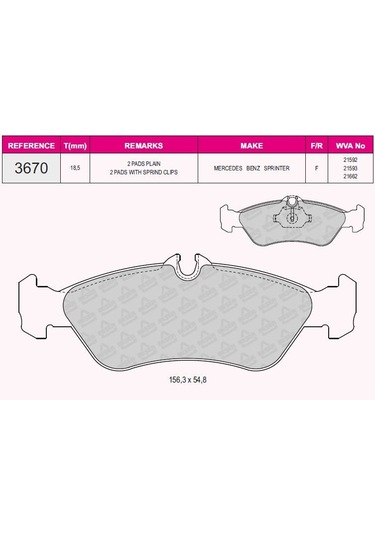 Grap Fren Balatası Arka Sprınter 96 06 Lt 28 35 46 96 AOD-GRAP 93670