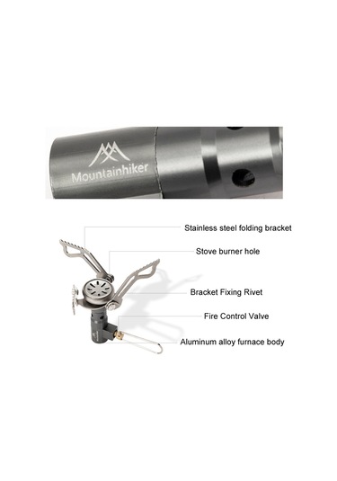 Mountainhiker-taşınabilir Kamp Sobası Sırt Çantasıyla Seyahat Gazları,y28626 Gri