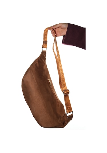 Venta Taba Süet Kadın Büyük Bel Çantası Taba