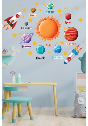 Güneş Sistemi ve Gezgenler Temalı Duvar Sticker