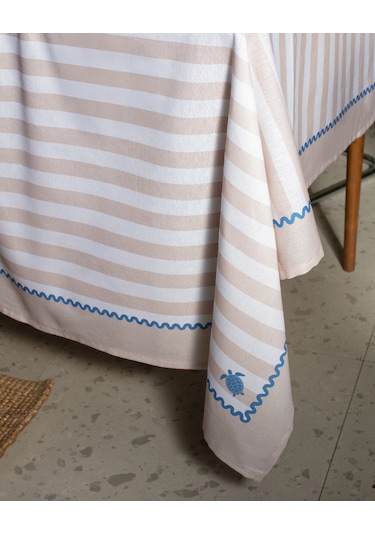 Louve Pamuklu Masa Örtüsü - Bej/beyaz - 150x200 Cm 8684427278222 Çok Renkli