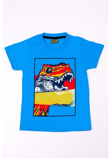 Erkek Çocuk Tshirt Dinozor Baskılı A28 Mavi
