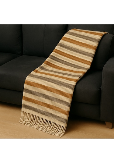 Dinarsu Cozy Life Tv Battaniyesi Beyaz - Turuncu