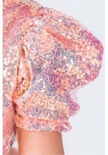 Kısa Kol Balerin Elbise Tütü Etek Pul Payetli SOMON