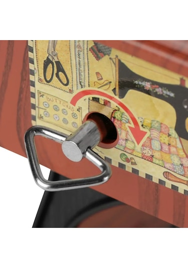 Reedark Retro Dikiş Makinesi Desenli Mini Müzik Kutusu - Çarklı Hareketli, Çekmeceden Müzik Çalar, Nostaljik Hediye Odun