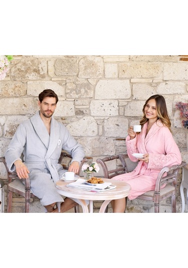 Özdilek Wedding Aile Bornoz Seti Gri - Pudra