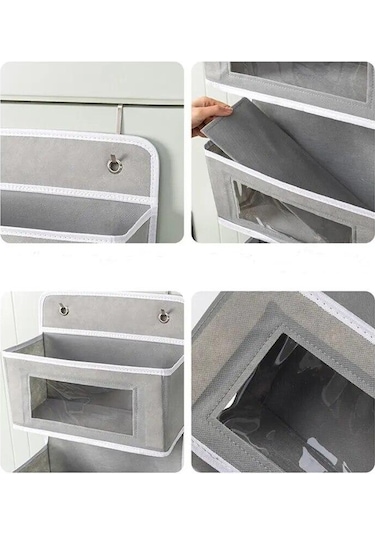 Gri Dokunmamış Saklama Çantası Duvar Asılı Dolap Asılı Bitirme Çanta Bebek Bezi Çanta Dolap Askısı Yurt Banyo Mutfak Depolama Gri
