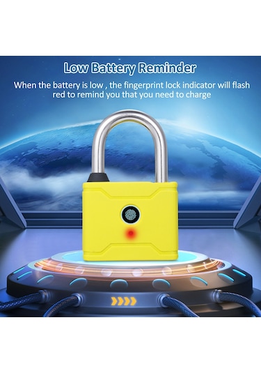 Hallow-t1006d Akıllı Parmak İzi Asma Kilit Şarj Edilebilir,sarı