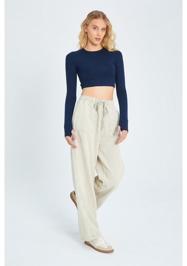 4572 Kadın Parça Boya Palazzo Pantolon Taş Taş