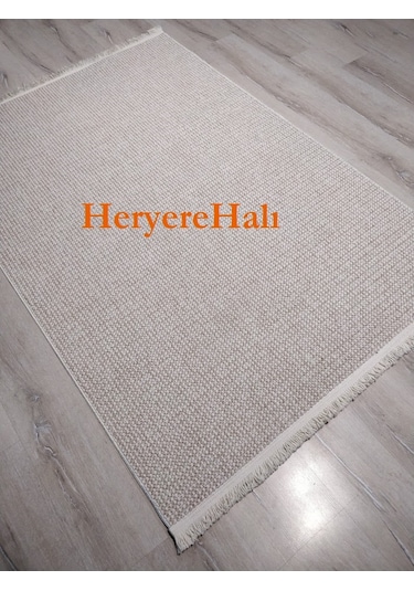 Motto Plain Beige Yumuşak Tuşeli Örgü Dokuma Modern Makine Halısı