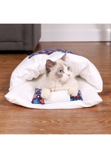 Kedi Yatağı, Çıkarılabilir Ve Yıkanabilir, Tüm Mevsimler İçin, Koyu Mavi Yıldız M 3-10 Kedi