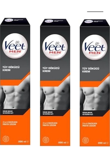 Veet Men Tüy Dökücü Krem 200 ml Erkeklere Özel / 3 Adet