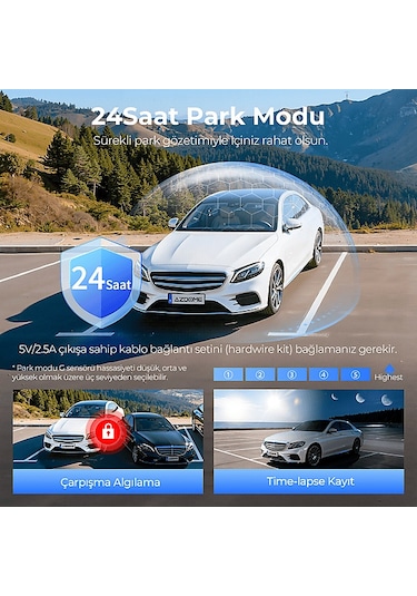 Azdome M500 4k 3 Kameralı Araç İçi Kamera