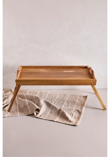 Akasya Ayaklı Katlanabilir Keyif Tepsi 50x30 Cm Kahverengı Kahverengi