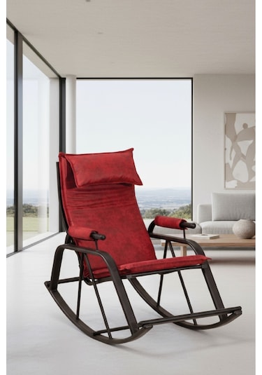 Sallanan Sandalye, Metal Ayaklı Tv Koltuğu, Sallanır Dinlenme Koltuğu, Demonte Sallanan Berjer Bordo