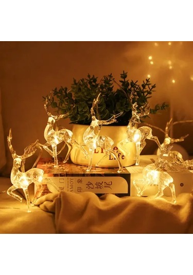 2m 10'lu Geyikli İp Led Işık Gün Işığı
