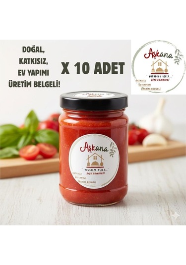 Şişe Domatesi- Doğal, Ev Yapımı, Katkısız, Üretim Belgeli, Domates Konservesi-600 Gr X 10 Adet
