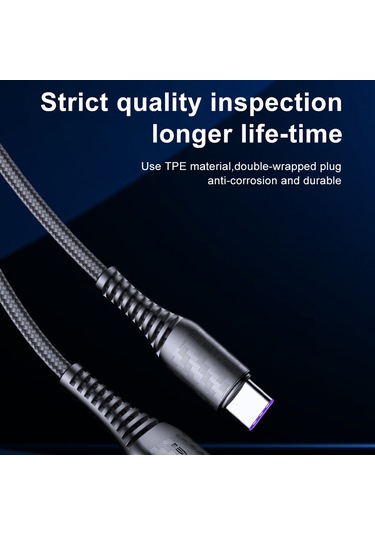 Awei Cl-69 5a Tip-c / Usb-c Akıllı Hızlı Şarj Kablosu, Uzunluğu: 1m Beyaz