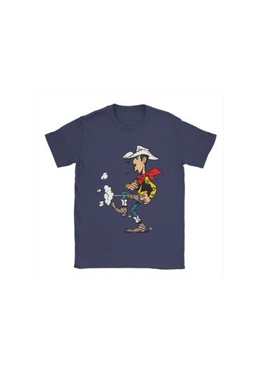 Snapbuyerkekler Şanslı Luke Karikatür Pamuklu Kısa Kollu O Boyun T-shirt 4xl 5xllacivert Lacivert