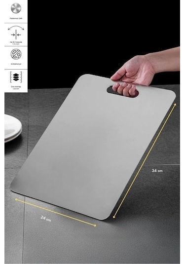 Perotti 90194 Cutmate Çelik Mutfak Kesme Tahtası 1302090194 Gri