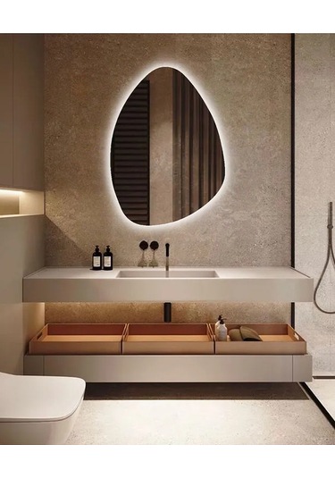 Fawdecor Led Üçgen Model Dekoratif Duvar Aynası 60 X 80 Beyaz