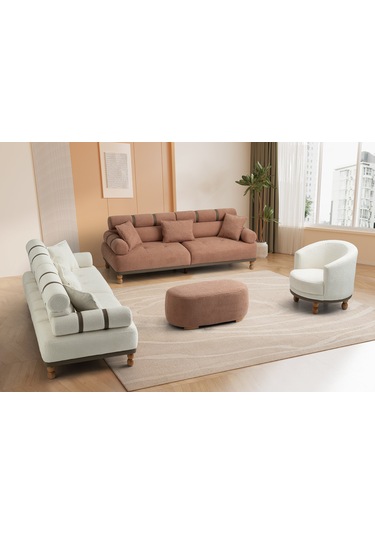 Dama Ahşap Ayaklı Beyaz Berjer Beyaz