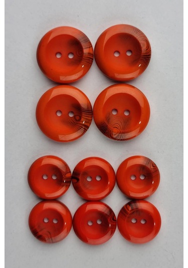 Akrilik 4 Adet Büyük 6 Adet Küçük Çanak Turuncu Kaban Çeket Hırka Yelek Düğmesi