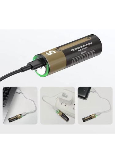 Usb Type-c Girişli Şarjlı Aa Lityum Pil 1.5v Sabit Çıkış 3200mwh 10'lu Paket