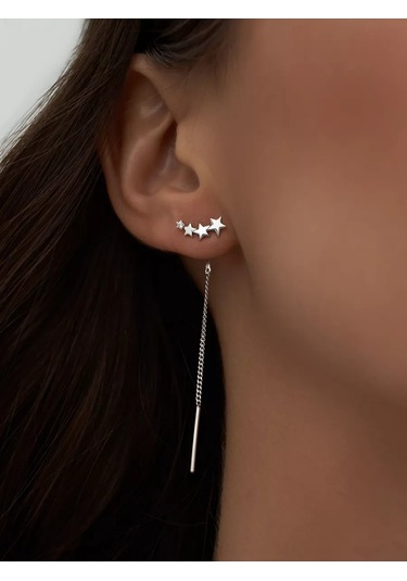 Marıola Uzun Zincirli Küpe 925 Ayar Gümüş Yıldızlar 165157468 Diğer