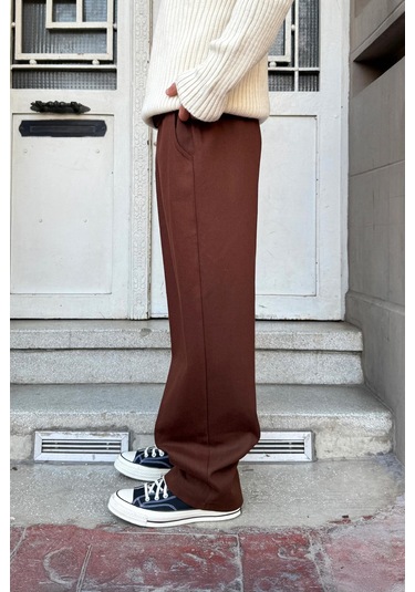 Flaw Bel Lastikli Baggy Gabardin Pantolon Kahverengi Kahverengi