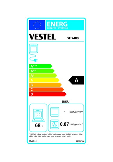 Vestel SF 7400 60 LT Ocaklı Solo Fırın (2020)