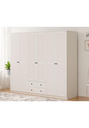 Rabi Mobilya Diva Counry 6 Kapaklı 2 Çekmece Mega Gardırop