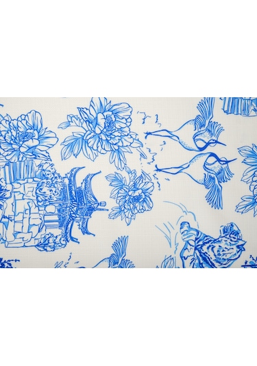 Finezza Festival Baskılı Kumaş Kreme Mavi Kırlent Kılıfı 45x45 cm - 1439