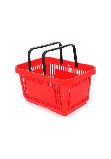 10 Adet 22 Lt Plastik Alışveriş Sepeti - Market El Sepeti Siyah