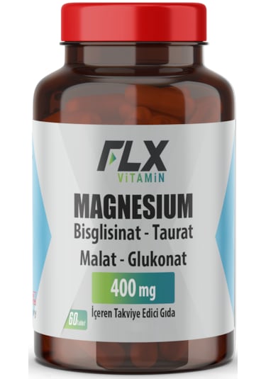 Flx Magnezyum Bisglisinat Malat Taurat Glukonat 400 Mg 60 Tablet