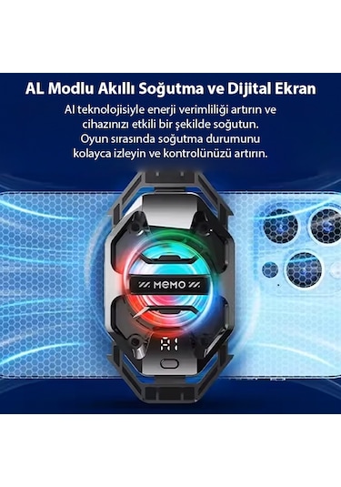 Memo Dl20 Aı Yarı İletken Dondurucu Arka Klipsli Soğutma Radyatörü Iphone Android Uyumlu Pubg Oyun Soğutucu 3 Aşamalı