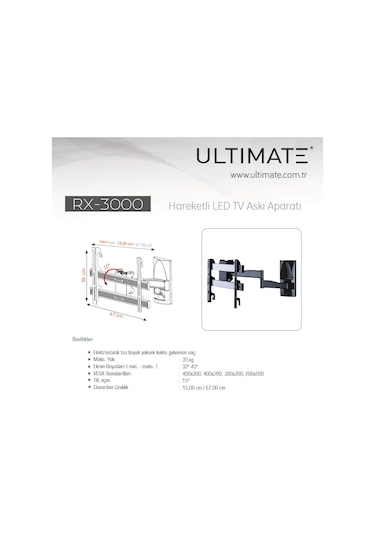 Ultımate Rx 3000 32" 43" Hareketli Tv Askı Aparatı