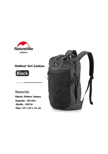 Naturehike ZT14 XPAC Sırt Çantası 20 Lt Siyah