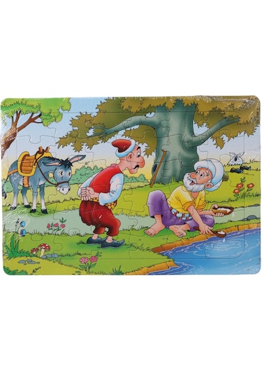 36 Parça Çocuk Puzzle + Boyama Nasrettin Hoca Göle Maya Çalma