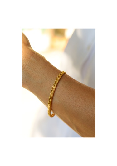 Yenigün Kuyumculuk 14 Ayar Altın Burgu Ve Hasır İkili Bileklik Blk25309 Sarı Altın