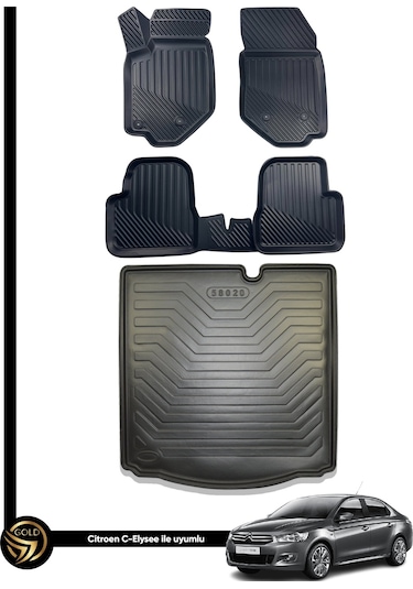 Citroen C-elysee 3d Havuzlu Paspas + Bagaj Havuzu İkili Set