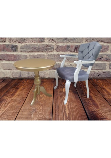 Bengimobilya Fiskos-Berjer Sandalye Kelebek Model Parlak Beyaz-Ceviz Babyface (495734459) Altın