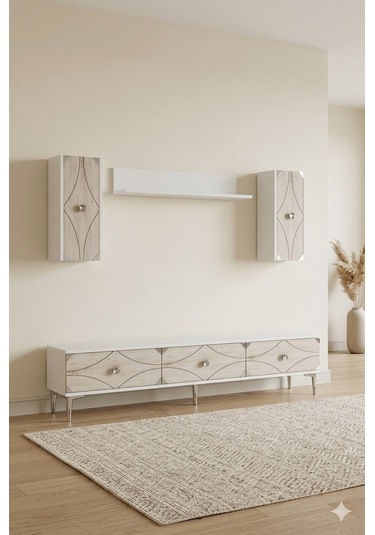 Tvr1897bts Alfa Tv Ünitesi Takımı Beyaz-traverten-silver 180cm
