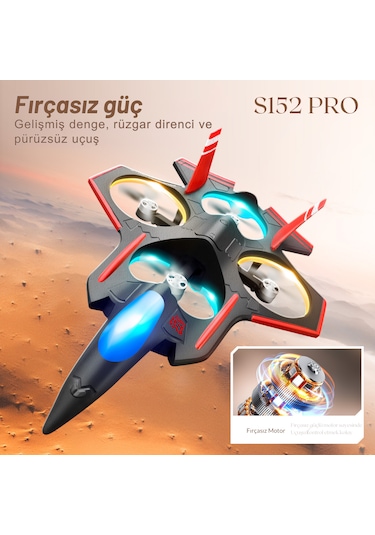 S152 Drone Fırçasız Motor 2 Batarya İle 20 Dakika Uçuş 720p HD Kamera Işıklı Drone