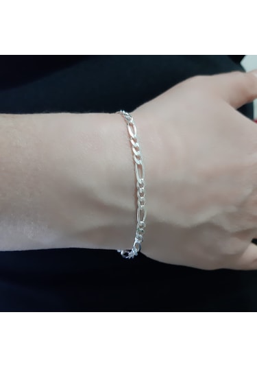 925 Ayar Gümüş Figaro Model Erkek Bileklik 4.5 Mm
