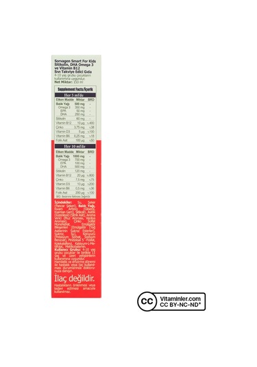 Sorvagen Smart Kids Sitikolin Dha Omega 3 Ve B12 150 Ml Muz