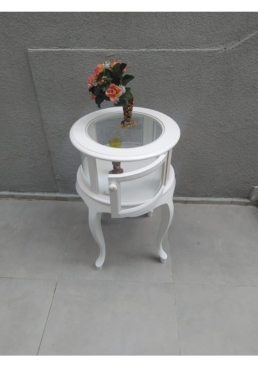 Bengimobilya Gümüşlük Yuvarlak Model Leylek Bacak Parlak Beyaz Kayın Lükens As